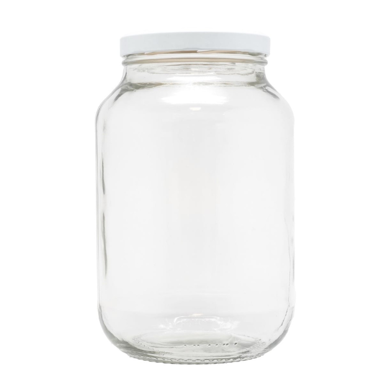 3 Litre Glass Catering Jar With Screw Cap White