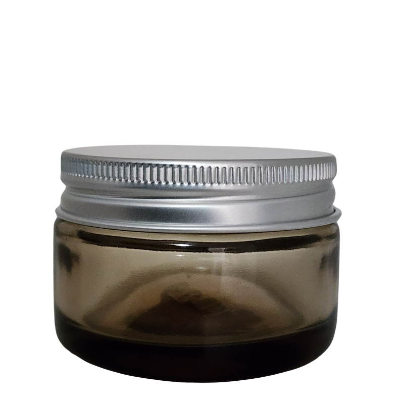 Tinted Glass Ointment Jar With Silver Aluminium Cap