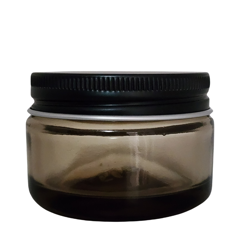 Tinted Glass Ointment Jar With Black Aluminium Cap