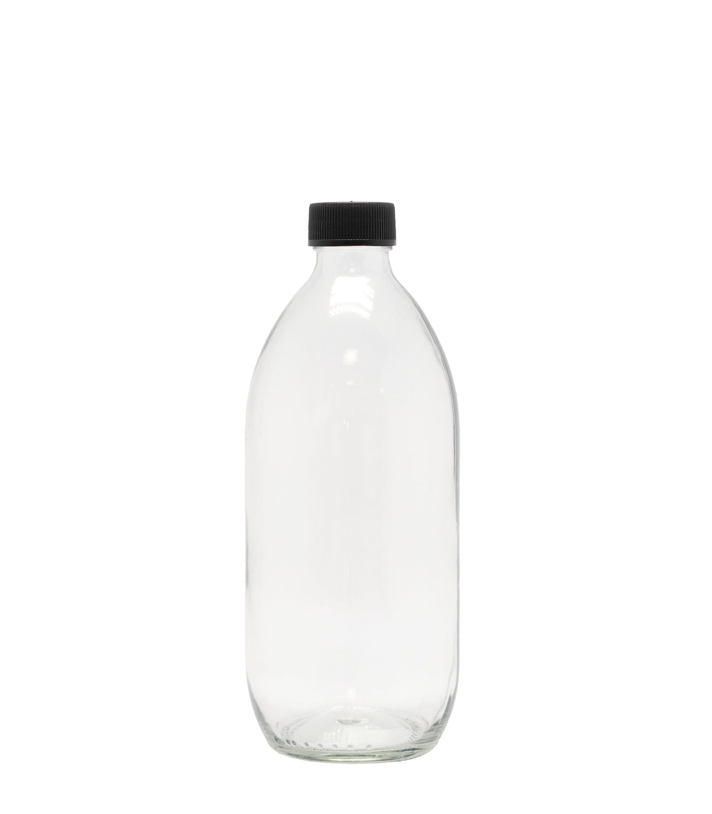 Clear Glass Generic Bottle With Screw Cap Black (28mm DIN Neck)