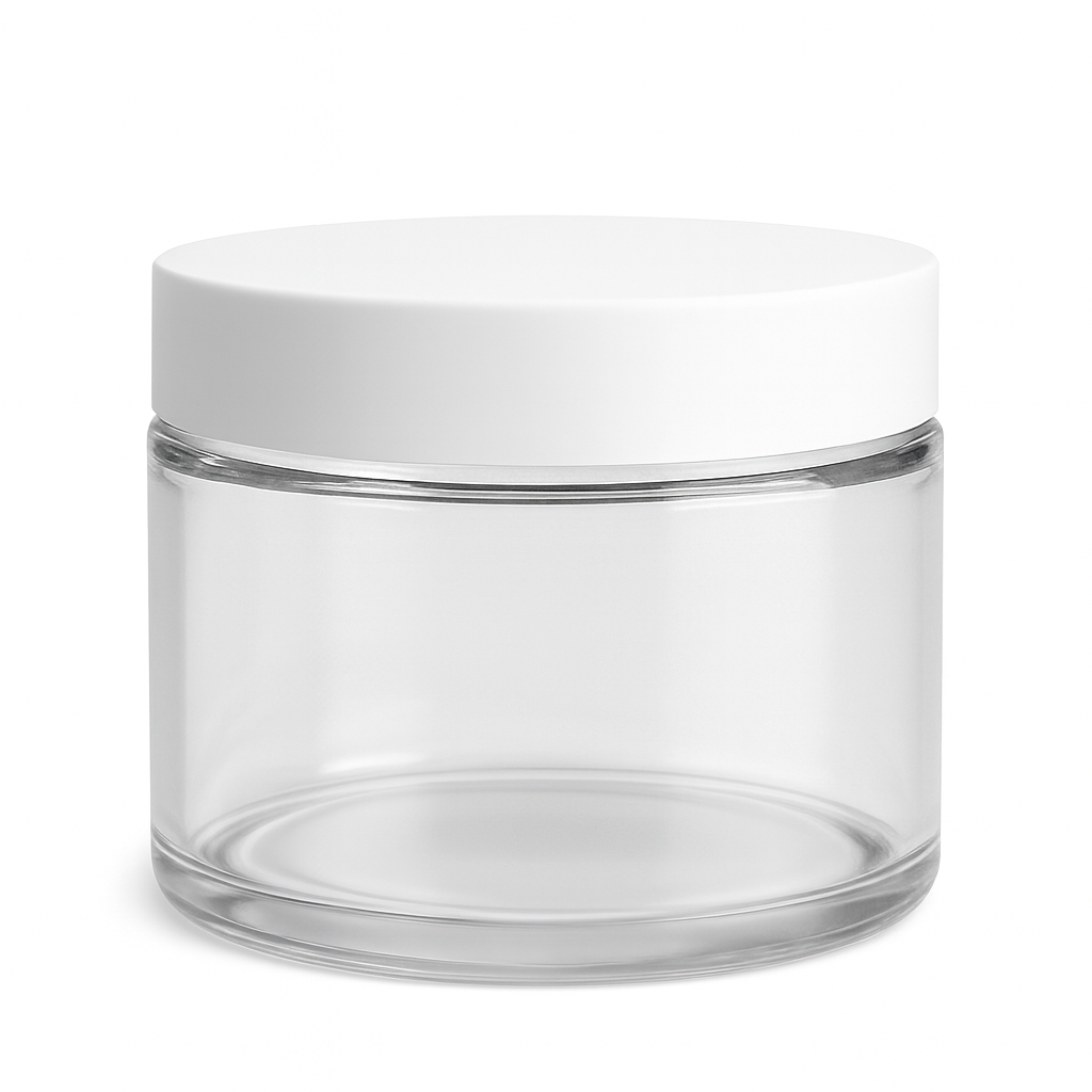Clear Glass Ointment Jar With White Cap