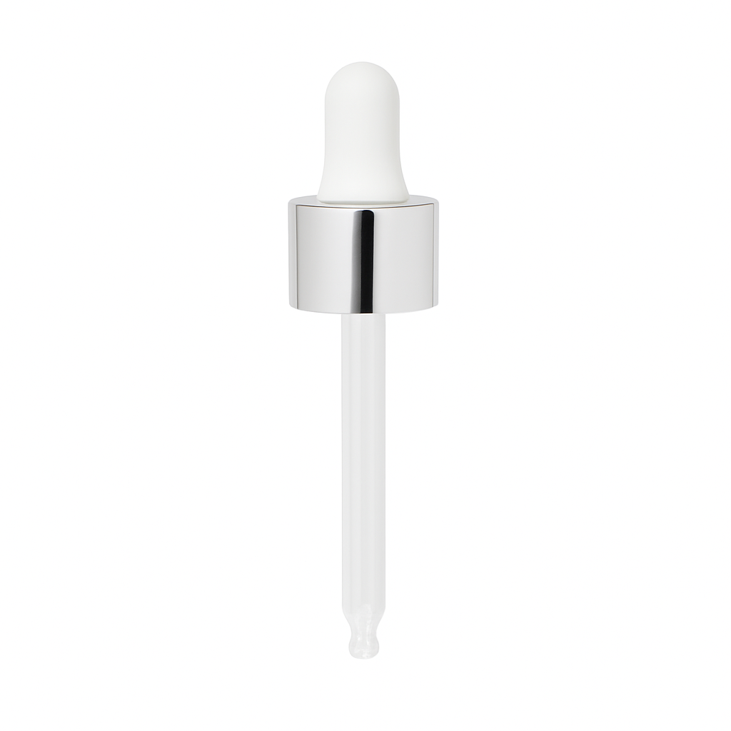 Product image of Pipette Cap Silver Collar White Teat 18mm Neck