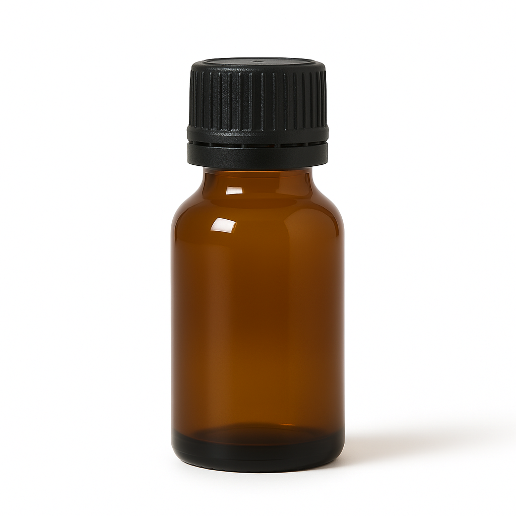 Amber Glass Aromatherapy Bottle 18mm Neck With Black Fast Flow Dropper Cap