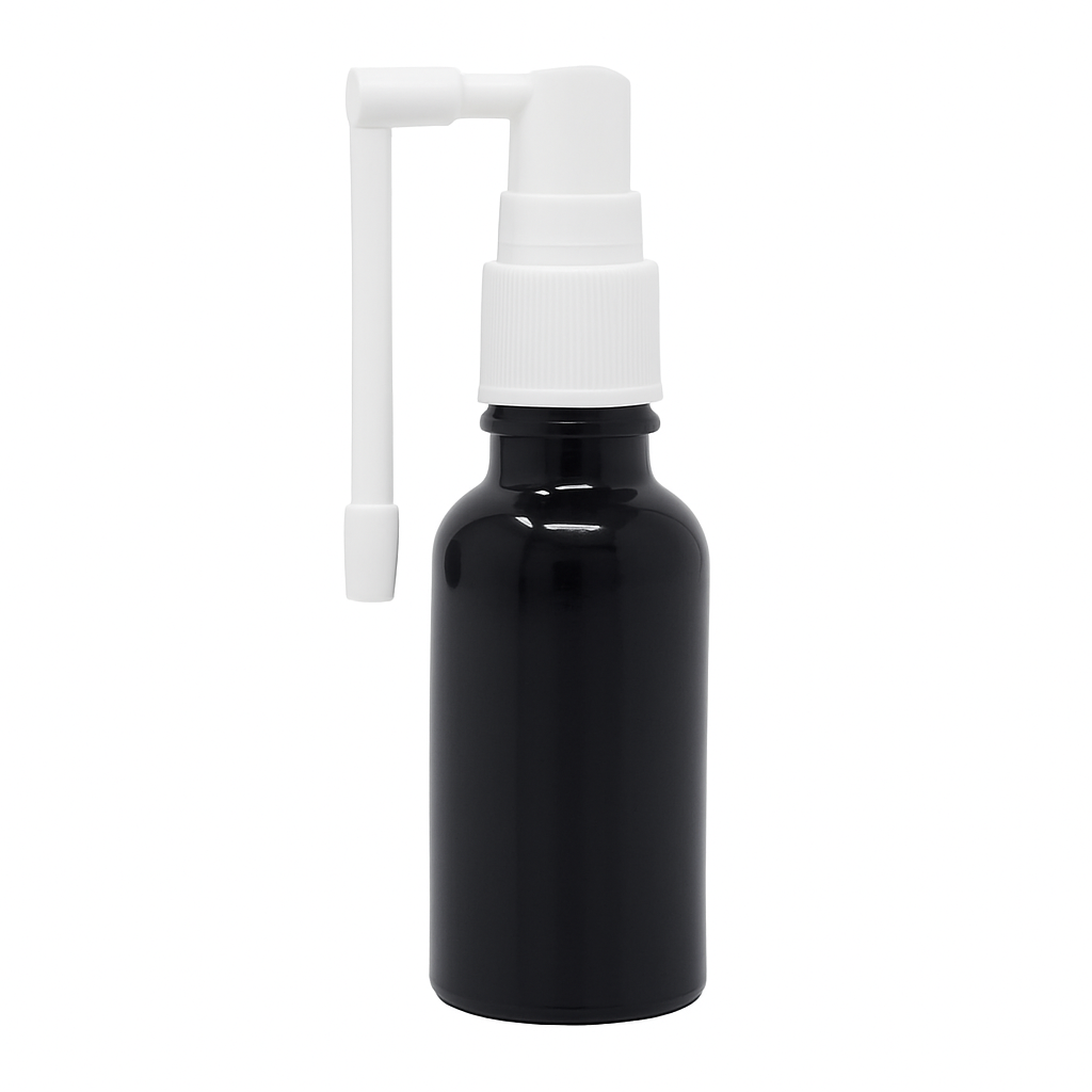Product image of Black Glass Aromatherapy Bottle 18mm Neck With Throat Sprayer