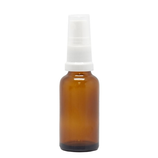 Amber Glass Aromatherapy Bottle 18mm Neck With White Atomiser/Mist Spray Cap (18mm Neck)