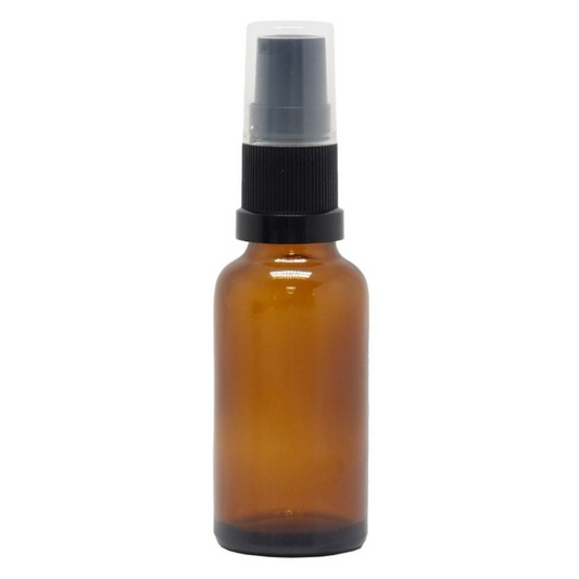 Amber Glass Aromatherapy Bottle 18mm Neck With Black Serum Pump Cap (18mm Neck)