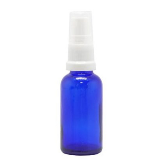 Product image of Blue Glass Aromatherapy Bottle 18mm Neck With White Atomiser/Mist Spray Cap (18mm Neck)
