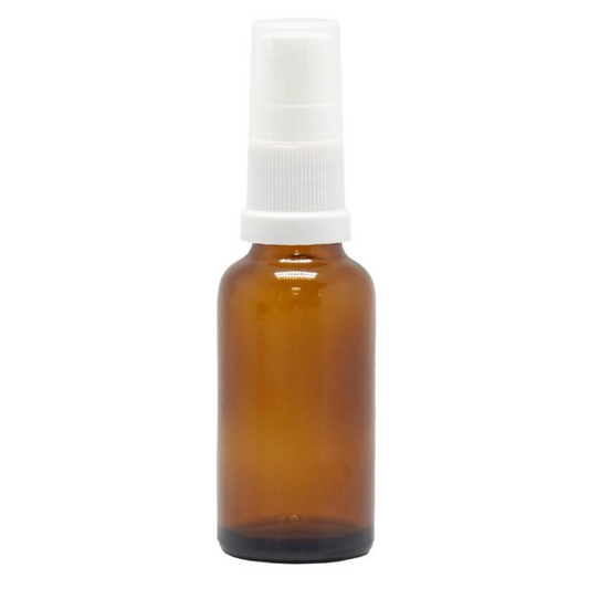 Amber Glass Aromatherapy Bottle 18mm Neck With White Serum Pump Cap (18mm Neck)
