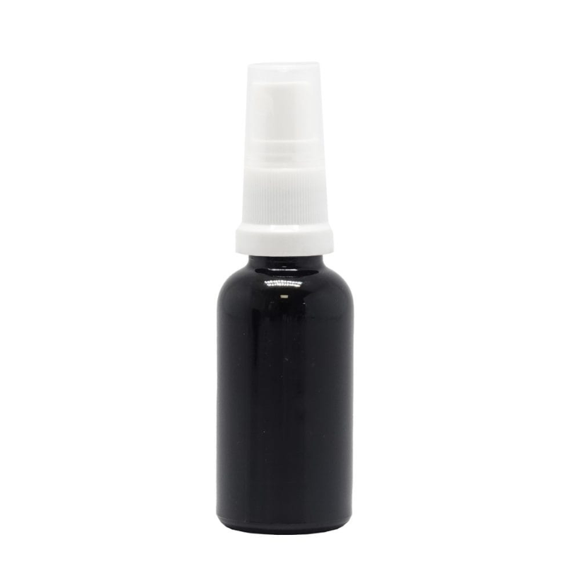Product image of Black Glass Aromatherapy Bottle 18mm Neck With White Atomiser/Mist Spray Cap (18mm Neck)