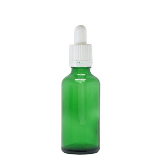 Product image of Green Glass Bottle 18mm Neck With Pipette Top White