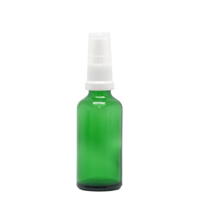 Green Glass Aromatherapy Bottle 18mm Neck With White Atomiser/Mist Spray Cap (18mm Neck)