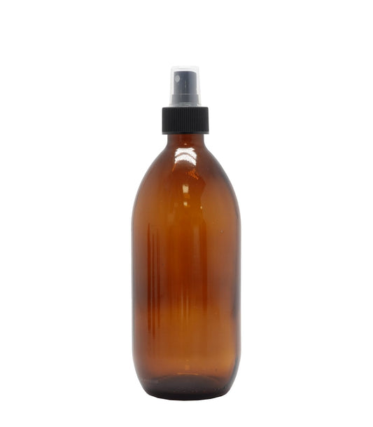 Amber Glass Generic Bottle With Black Atomiser/Mist Spray (28mm Neck)