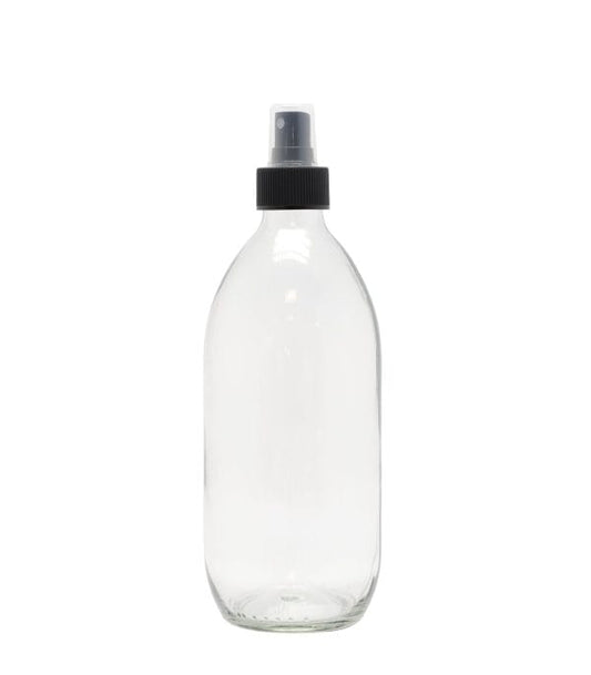 Clear Glass Generic Bottle With Black Atomiser/Mist Spray (28mm DIN Neck)