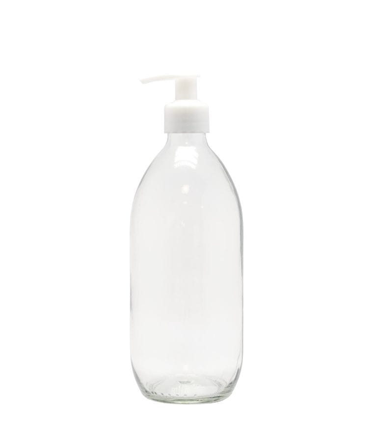 Product image of Clear Glass Generic Bottle With Lotion Pump Dispenser White Smooth (28mm DIN Neck)