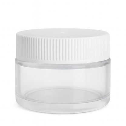 Clear Glass Ointment Jar With White Cap