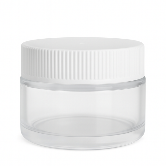 Clear Glass Ointment Jar With White Cap