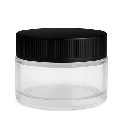 Clear Glass Ointment Jar With Black Cap