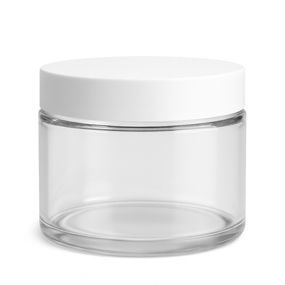 Clear Glass Ointment Jar With White Cap
