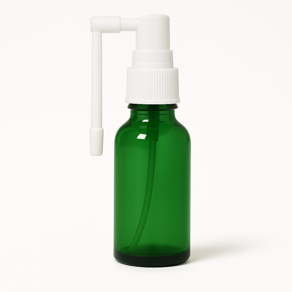 Green Glass Aromatherapy Bottle 18mm Neck With Throat Sprayer