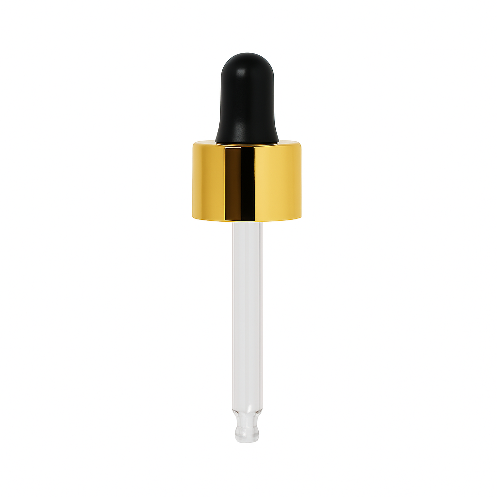 Product image of Pipette Cap Gold Collar Black Teat 18mm Neck