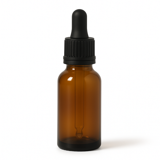 Amber Glass Aromatherapy Bottle 18mm Neck With Pipette Top Black