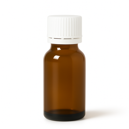 Amber Glass Aromatherapy Bottle 18mm Neck With White Fast Flow Dropper Cap