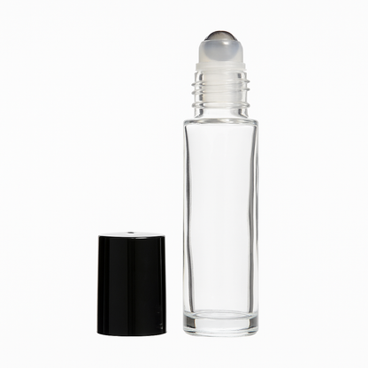 Product image of 10ml Clear Glass Roll On Bottle With Metal Roll On Ball & Cap
