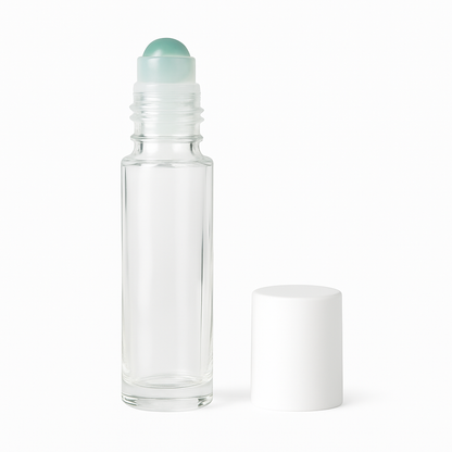 10ml Clear Glass Roll On Bottle With Glass Roll On Ball & Cap