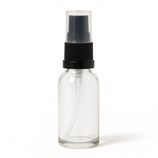 Product image of Clear Glass Aromatherapy Bottle 18mm Neck With Black Serum Pump Cap (18mm Neck)