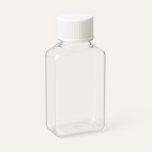 100ml Rectangular Clear Plastic Bottle With White Lid
