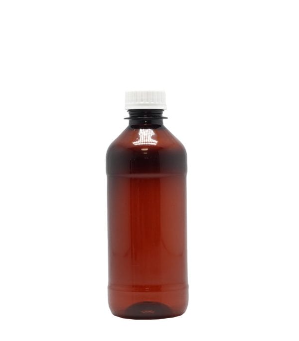 350ml Amber PET Bottle With White Screw 28mm Cap