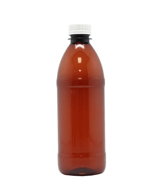 500ml Amber PET Bottle With White Screw 28mm Cap